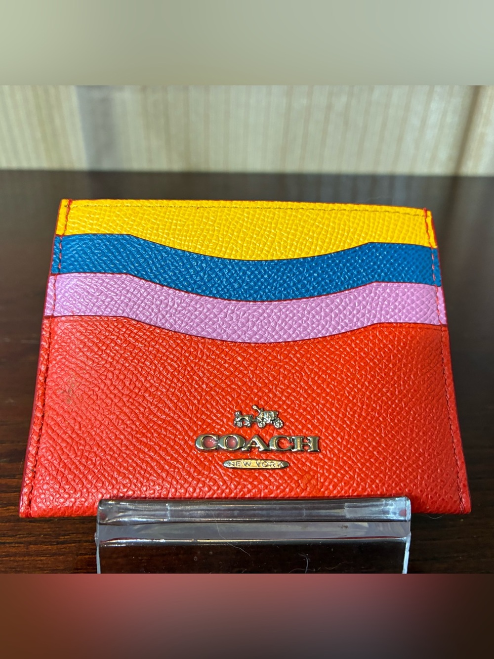 Coach Colorblock Wave Leather Card Case